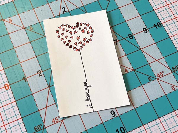 Heart Balloon Card 17 Lines Erased
