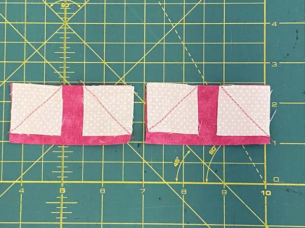 Heart Mug Rug 16 Sewn Squares