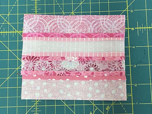 Heart Mug Rug 5 Back Sewn Strips