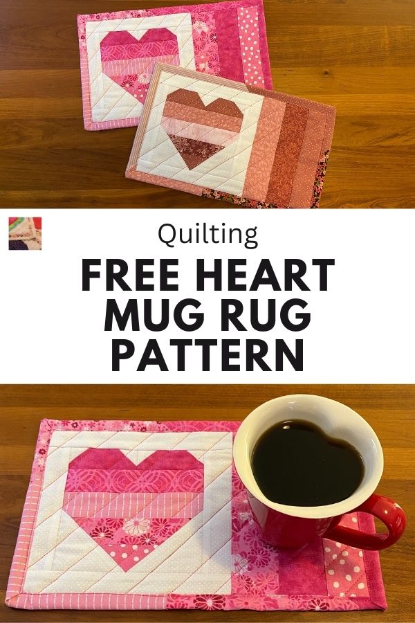 Heart Mug Rug Pattern - pin