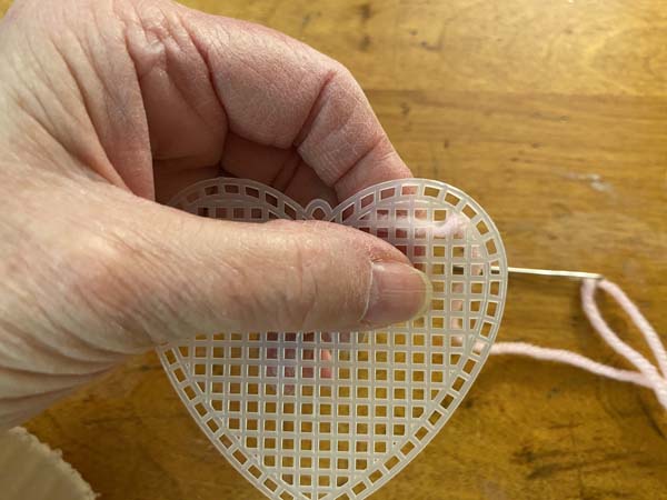 Heart Ornament Plastic Canvas 1 Start Yarn