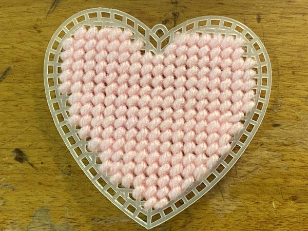 Heart Ornament Plastic Canvas 4 Center Stitched