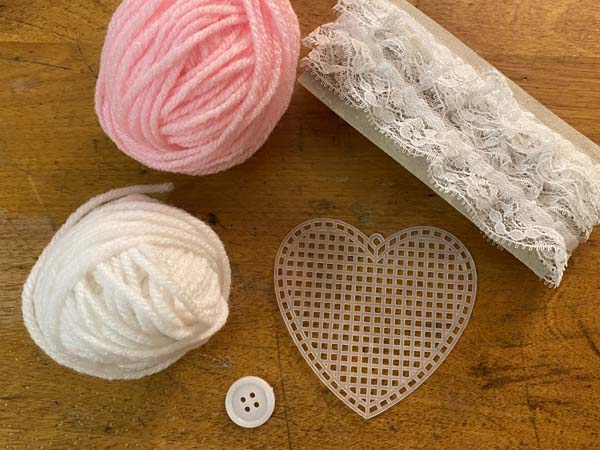 Heart Ornament Plastic Canvas Yarns Embellishments