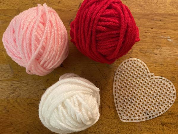 Valentine's Day Heart Ornament Plastic Canvas Yarns