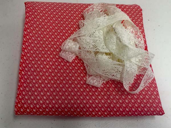 Heart Rag Wreath Fabric and Lace