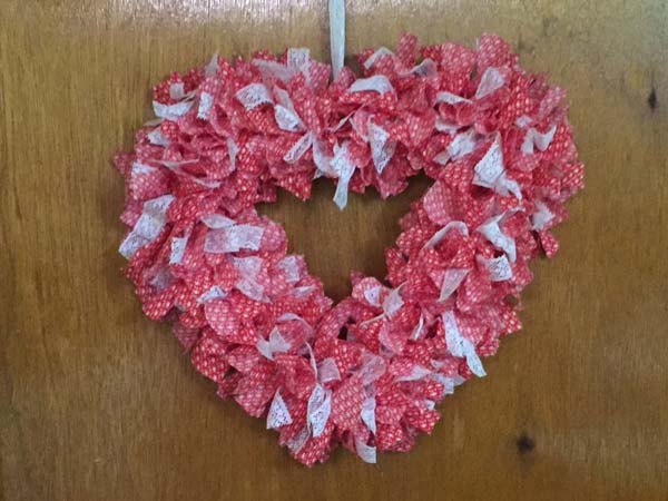Heart Rag Wreath Finished On Door