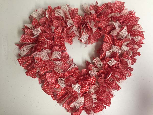 Heart Rag Wreath Finished