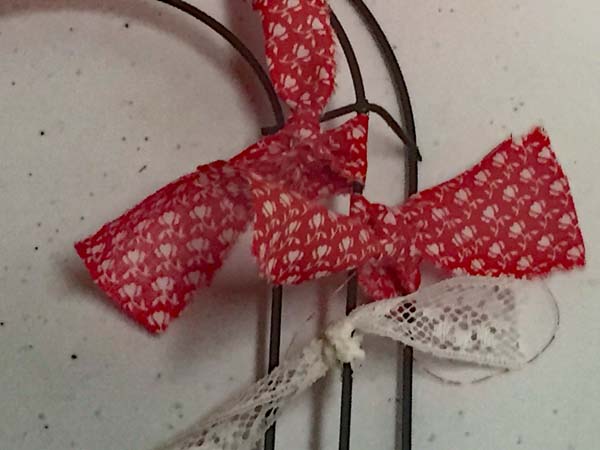 Heart Rag Wreath Lace Knot Tied