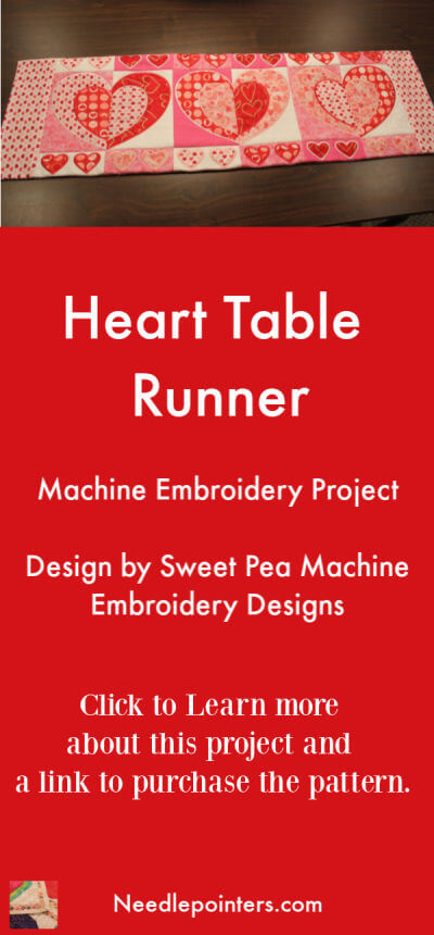 Sweet Pea Machine Embroidery Designs Heart Table Runner