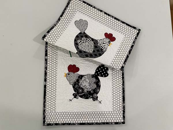 Hens and Chicks 8 Wall Hanging folded