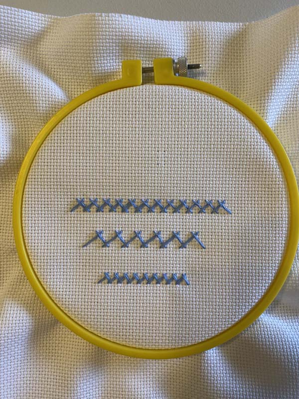 Herringbone Stitch Sample In Hoop