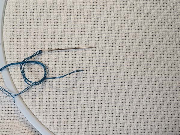 Holbein Stitch Up Through First Hole