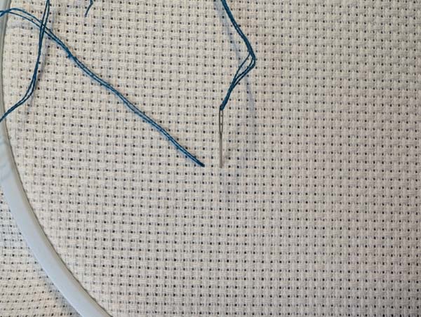 Double Running Stitch Needle Down Skip Hole