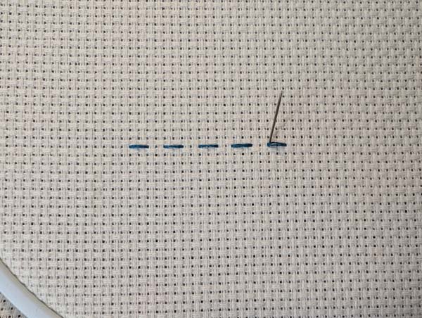 Holbein Stitch Needle Up end last stitch