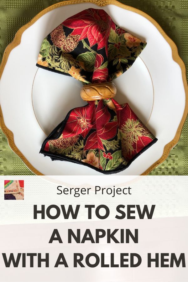 How to Sew a Napkin - Serger Tutorial - pin
