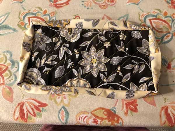 Jelly Roll Mug Rug Back with Binding Sewn