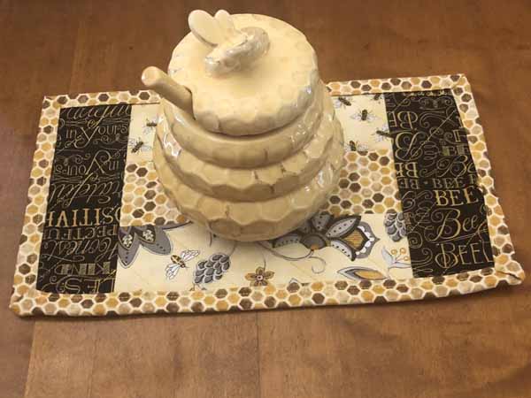 Free Jelly Roll Mug Rug Pattern Finished Sample Honey Jug