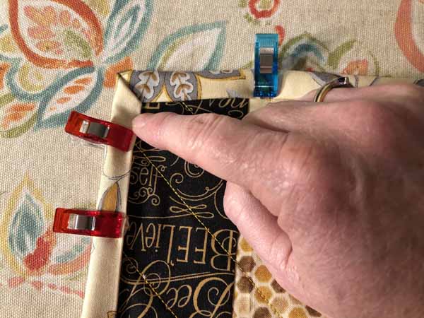 Jelly Roll Mug Rug Fold Down with mitered corner