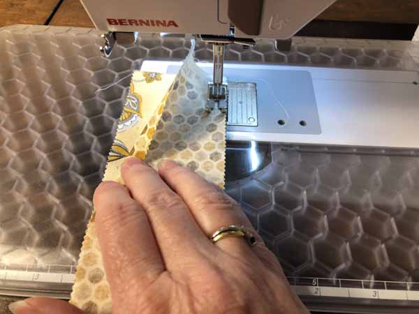 Jelly Roll Mug Rug Sew First Two Strips Together