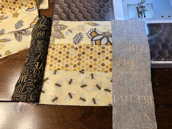 Jelly Roll Mug Rug Sew Second Side Strip