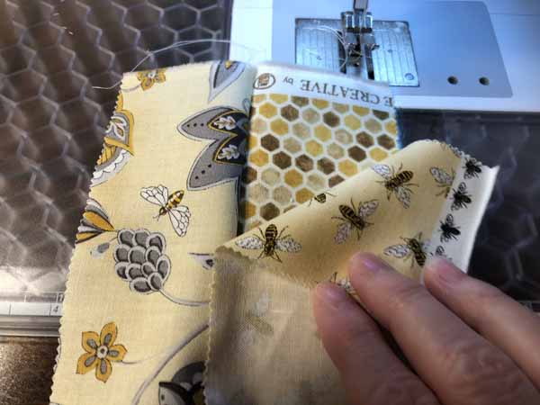 Jelly Roll Mug Rug Sew Third Strip