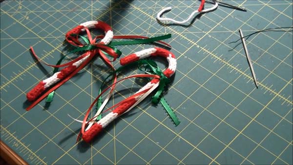 Knitted Candy Cane Ornament 1 Finished Ornaments