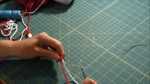 Knitted Candy Cane Ornament 12 End Yarn