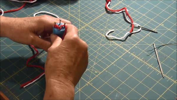 Knitted Candy Cane Ornament 3 Wrap Yarn