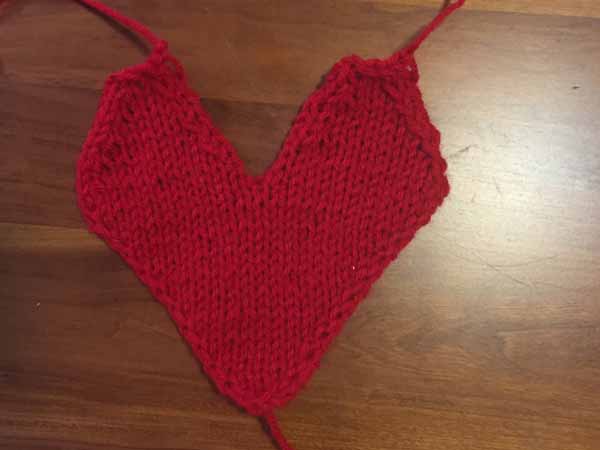 Knitted Heart Pattern - Finished Heart