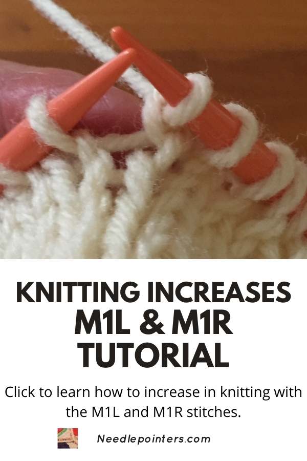 Knitting Increases - Mark 1 Left & Mark 1 Right Tutorial - pin