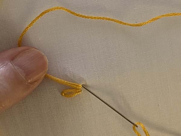 Lazy Daisy Embroidery 10 Loop thread and needle down