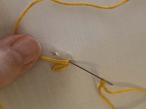 Lazy Daisy Embroidery 11 Needle up