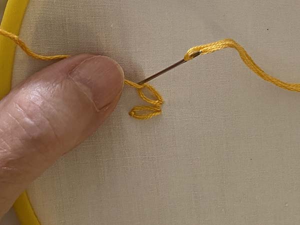 Lazy Daisy Embroidery 14 needle down