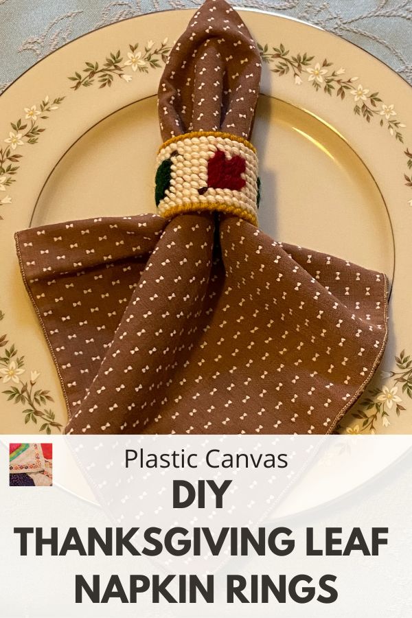 Free Pattern - Leaf Napkin Ring from Plastic Canvas - pin