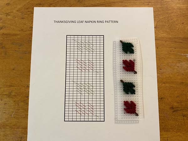 Leaf Napkin Ring Stitched Leaves