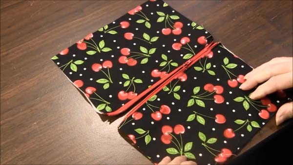 Lined Zipper Pouch Open Zipper Three Quarters