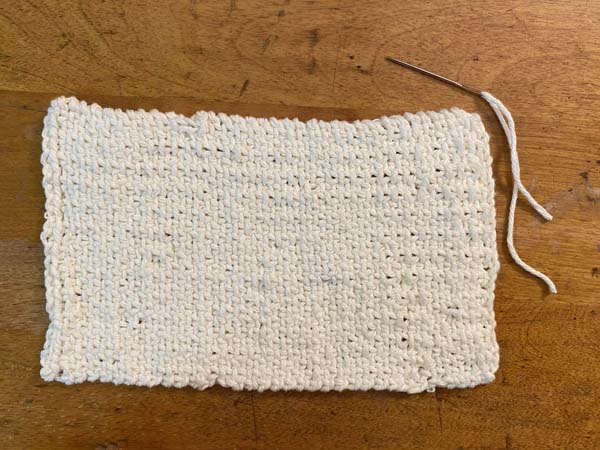 Linen Stitch Mug Rug tails woven In