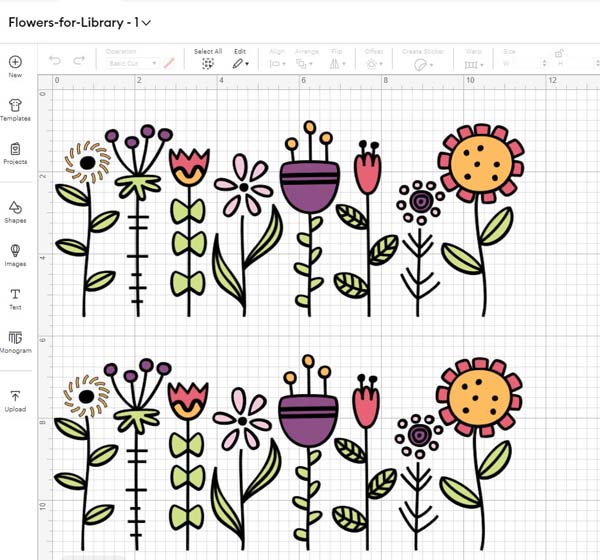 Little Book Library Wildflower Design in Cricut Design Space