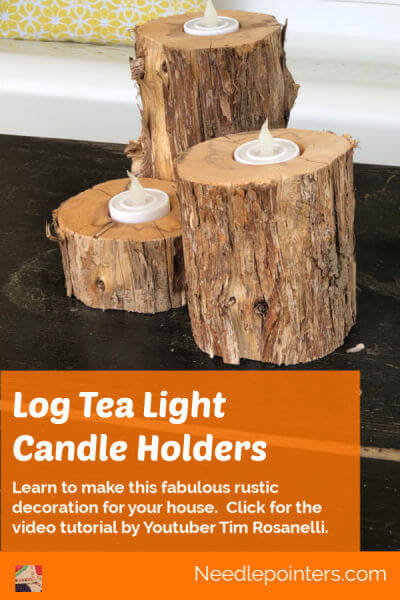 Log Tea Light Candle Holders - pin