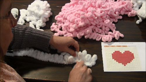 Loop Yarn Heart Pillow - Stocking Stitch First 3 Rows