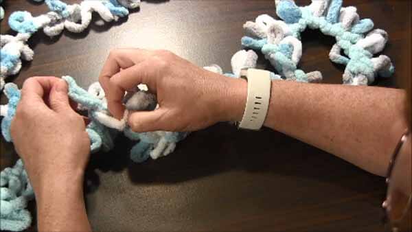 Loop Yarn Loopy Bath Rug Tutorial - Foundation Loop through two loops