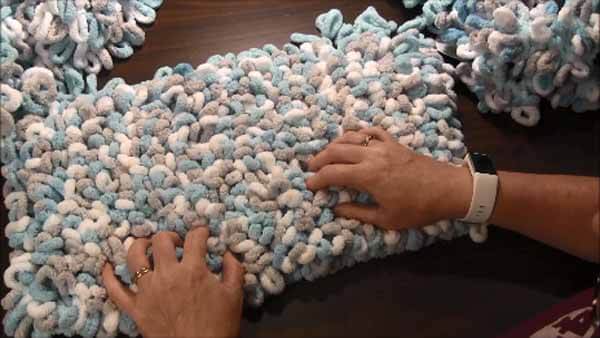 Loop Yarn Loopy Bath Rug Tutorial - Partially Complete Front