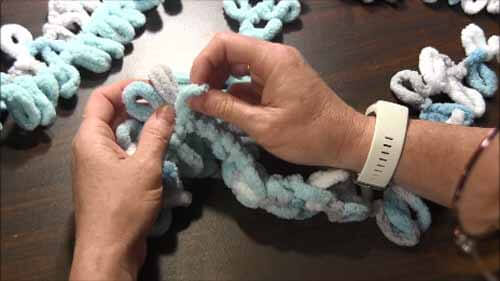 Loop Yarn Loopy Stitch Tutorial - Insert Foundation Stitch in front of loops view 2
