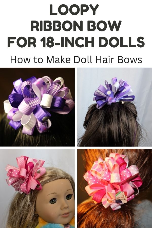 Loopy Ribbon Hair Bow Tutorial for 18" Doll - pin