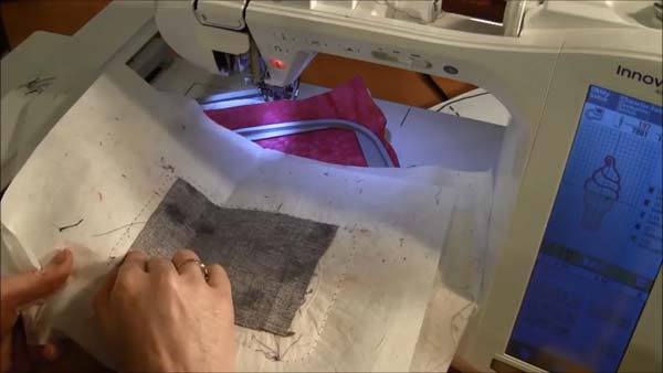 Machine Applique Embroidery Tutorial 10 Back of Fabric Sprayed with Adhesive