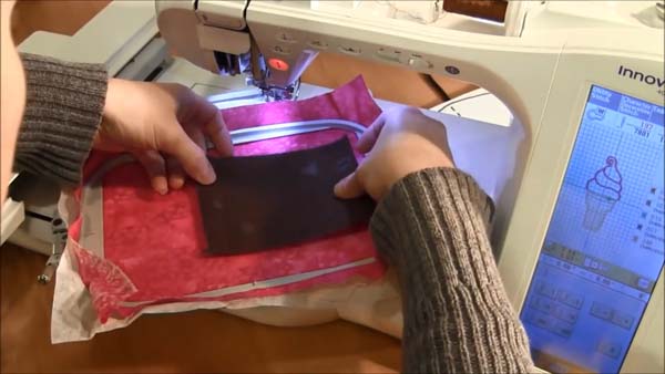 Machine Applique Embroidery Tutorial 11 Place Fabric