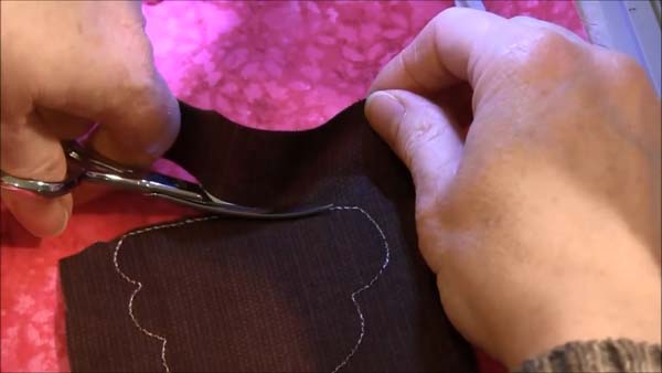 Machine Applique Embroidery Tutorial 14 Trim Close to Cutting Line