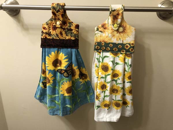 Machine Embroider Towel Topper Towels Hanging In Powder Bathroom