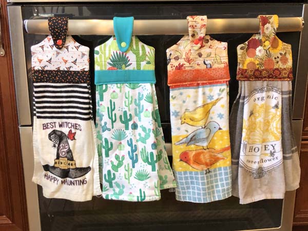 Machine Embroider Towel Topper Towels Hanging on Stove