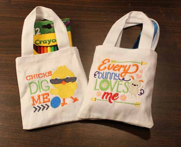 Machine Embroidered Easter Mini Tote Treat Bags